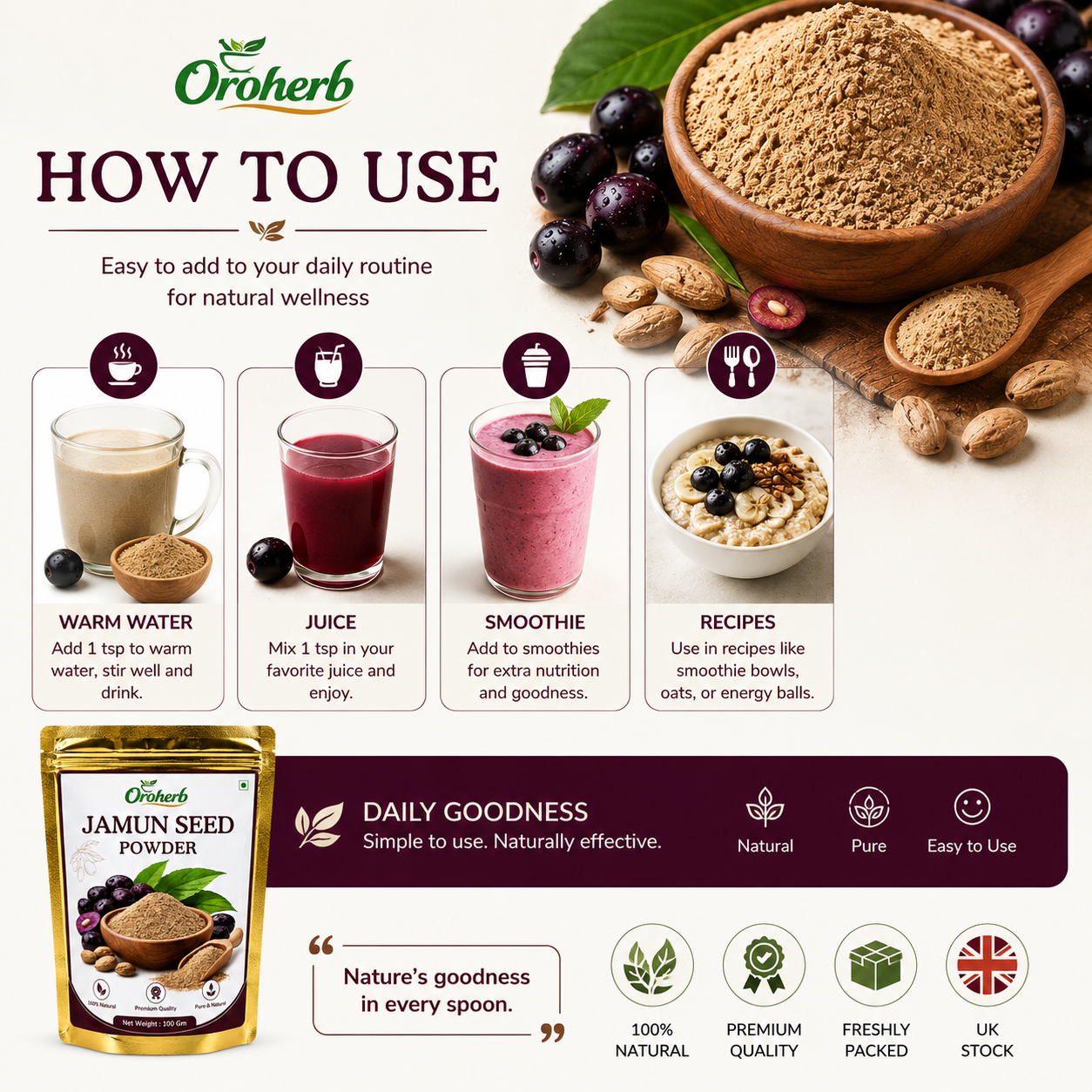 OROHERB Jamun Seed Powder 100g